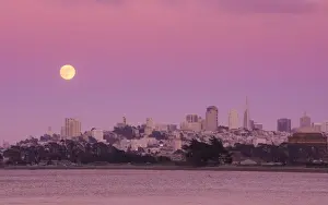 Naphak Modhiran Prints: Full moon at San Francisco city