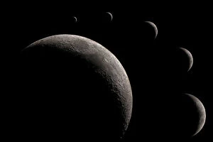 Images Dated 2021 June: The moon and surrounding stars in the dark universe
