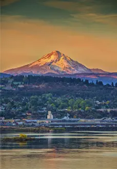 Oregon Us State Prints: Mount Hood in Oregon, as seen from Washington state, USA