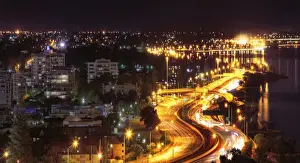 Igniting Prints: Night View of Kwinana Freeway From Kings Park, Perth, Western Australia