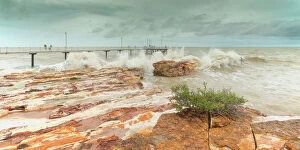 Images Dated 5th January 2015: Nightcliff Jetty over monsoonal waves