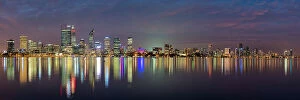 Images Dated 15th September 2023: Nighttime Perth City Skyline with Swan River Reflections
