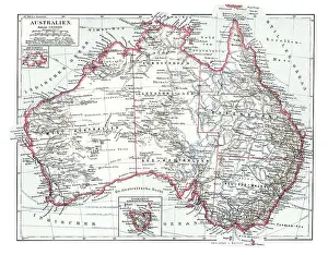 Images Dated 15th July 2022: Old chromolithograph map of AUSTRALIA continent