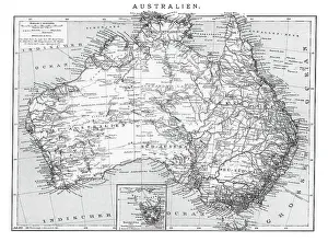 Old chromolithograph map of AUSTRALIA continent