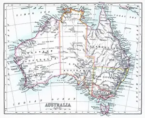 Images Dated 20th February 2023: Old chromolithograph map of AUSTRALIA continent