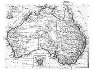 Images Dated 15th July 2022: Old chromolithograph map of AUSTRALIA continent