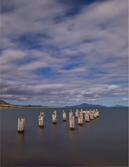 Images Dated 2nd April 2017: Old derelict pier at Lillies beach, on the coastline of Sawyers bay, Flinders Island, Bass Strait