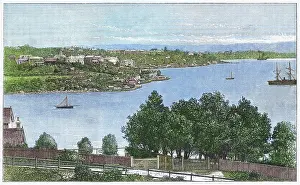 Old engraved illustration of Elizabeth Bay, Sydney