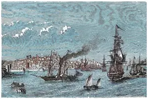 Australia's Rich History Prints: Old engraved illustration of view of Sydney, Australia