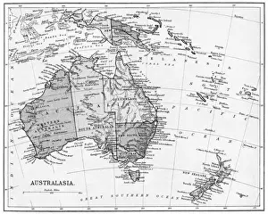 Images Dated 29th November 2021: Old map of Australasia (Australia)