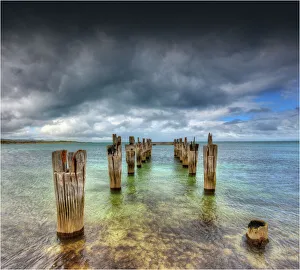 The old pier at Lillies beach on Flinders Island, Bass Strait, Tasmania, Australia The old pier at Lillies beach on Flinders Island, Bass Strait, Tasmania, Australia