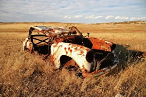 John White Photos Collection: Old rusty car. Outback Australia