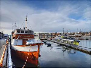 Oslo Prints: Oslo harbour and waterfront in winter, Norway