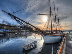 Oslo Prints: Oslo harbour and waterfront in winter, Norway