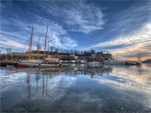 Oslo harbour and waterfront in winter, Norway