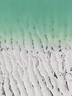 Aerial Beach Photography Prints: Overhead photo showing a textured sandbar in Willie Creek estuary