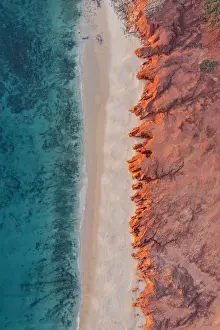 Overhead View of Waves Breaking on Cape Leveque Beach