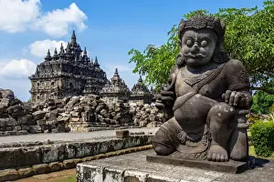 Business Finance And Industry Prints: One of Two Pairs of Dvarapala Temple Guardian Statue In Front of Plaosan Temple in Bugisan Village