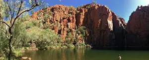 Prints of Panoramic landscape view of Python Pool Millstream Chichester Range National Park Pilbara region Western Australia Western Australia (WA) Prints: Panoramic landscape view of Python Pool Western Australia
