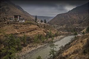 Images Dated 27th February 2015: Paro river and Temple view, Bhutan