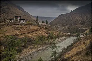 Paro river and Temple view, Bhutan