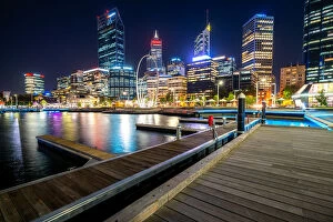 Images Dated 19th February 2019: Perth city waterfront during twilight night in Perth, Western Australia, Australia