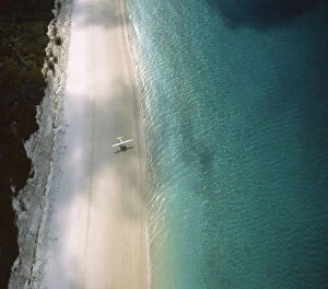 Images Dated 20th May 2014: Plane on beach, aerial view