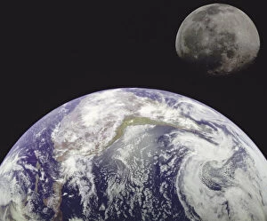 Images Dated 15th December 2014: Planet Earth, Earths moon in background