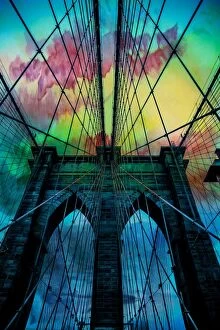 Az Jackson Collection: Psychedelic Skies over Brooklyn Bridge