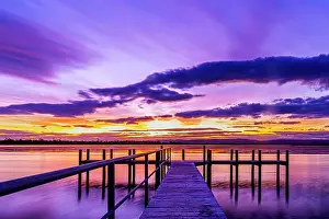 The Purple Sunset along a quiet coast