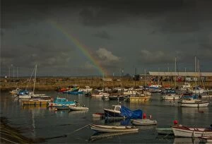 Images Dated 26th September 2012: Rainbow over the harbour at Penzance, Cornwall, England, United Kingdom