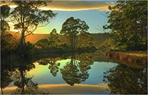 Images Dated 2011 March: Reflections in a small coastal lagoon at Adventure bay, South Bruny Island, Tasmania