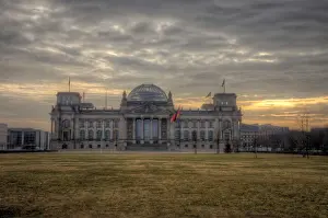 The Reichstag on cloudy sunrise light