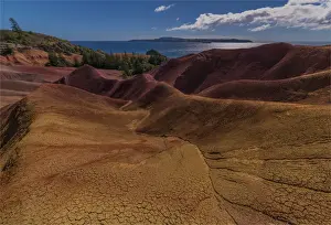 Images Dated 11th August 2014: The rich red and ochre hues of the scarred landscape on Phillip island
