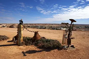 Along the road in opal mining area in Coober Pedy in the South Australian Outback