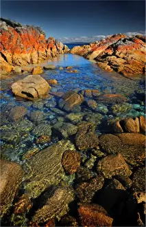 Rock pools at Binnalong bay, east coast of Tasmania, Australia