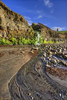 Kimmeridge Prints: The rocky coastline of Kimmeridge bay, Jurassic coastline of Dorset, south west England