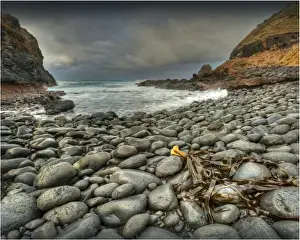 Images Dated 27th May 2013: The rocky shoreline and approaching storm near Cape Schanck at first light
