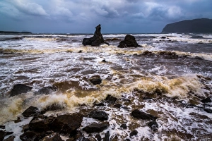 Rough seas Cox Bright at South Coast track, Southwest Tasmania Rough seas Cox Bright at South Coast track, Southwest Tasmania