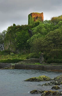 Images Dated 28th September 2011: Ruins of Dunollie Castle from Oban Bay, Scotland