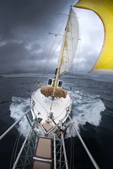 Sailing a yacht in a storm
