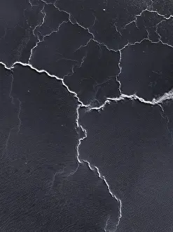Abstract Aerial Art Prints: Salt formations in a shallow lake shot from a drone point of view