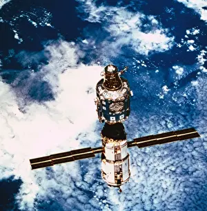 A satellite in orbit above earth