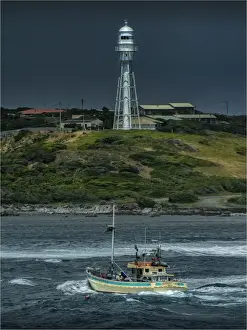 Trawler Prints: A scene from Currie Harbour, which is a safe anchorage for the local Crayfish (Lobster) industry