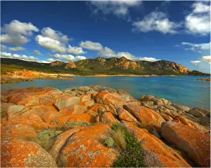 Cote De Granit Rose Prints: A scenic view at the Docks, a colourful area of coastline on Flinders Island