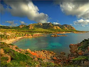 A scenic view at the Docks, a colourful area of coastline on Flinders Island, part of the Furneaux group, eastern Bass Strait, Tasmania