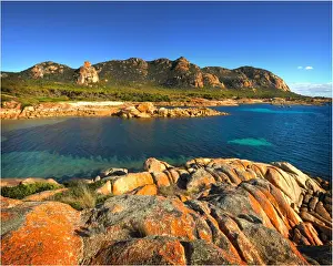 Cote De Granit Rose Prints: A scenic view at the Docks, a colourful area of coastline on Flinders Island