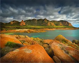 Cote De Granit Rose Prints: A scenic view at the Docks, a colourful area of coastline on Flinders Island