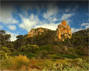 A scenic view at the Docks, a colourful area of coastline on Flinders Island, part of the Furneaux group, eastern Bass Strait, Tasmania