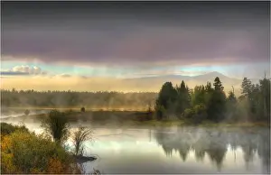 The scenically beautiful Grand Teton Mountain range from Oxbow bend turnout, Grand Teton National Park, Wyoming, USA